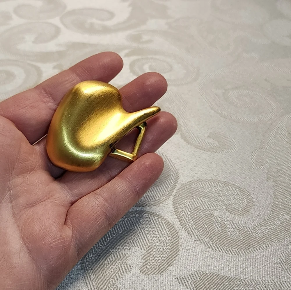 VINTAGE 1980s Sculptural GOLD PLATED Belt BUCKLE Bold Abstract Statement Piece